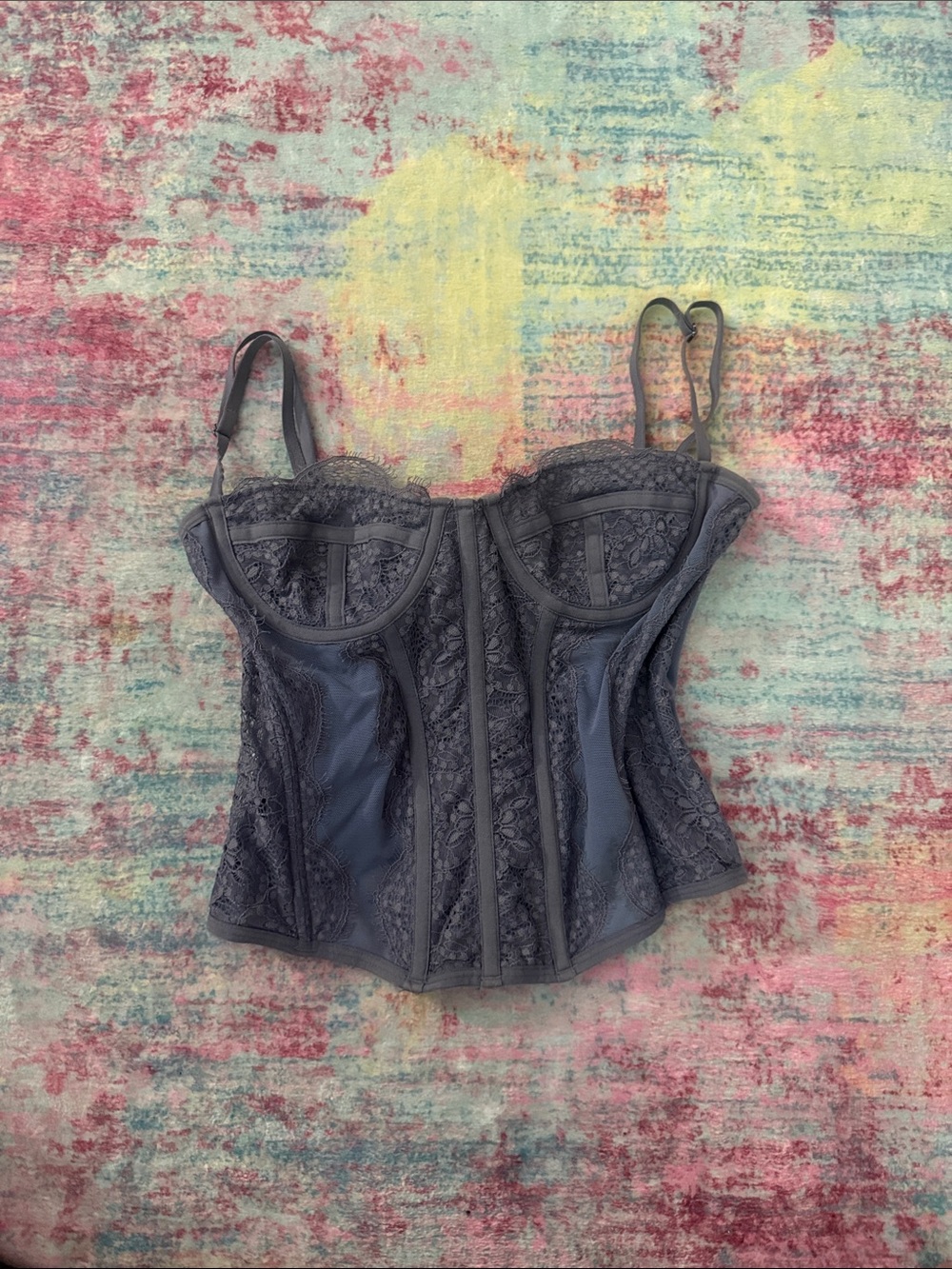 aerie Lace Underwire Bustier in Charcoal